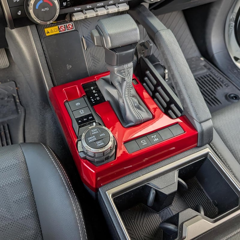 BORUIEN for Toyota Tacoma 2024 2025 and 4Runner 2025 Interior Accessories Center Console ABS Shift Panel Cover Decor Dashboard Trim (Dark Red, Shift Panel Cover) - Image 1